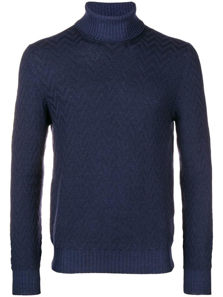 Tagliatore Turtle Neck Jumper - Blue