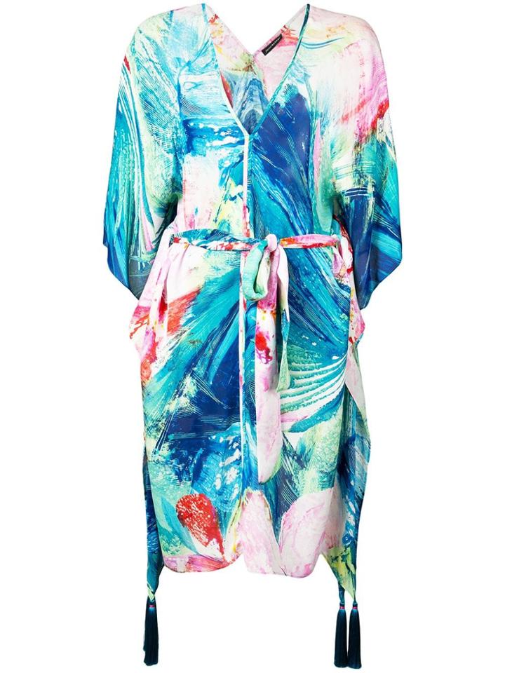 Josie Natori Asymmetric Jungle Print Dress - Blue