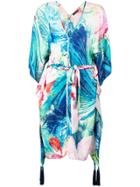 Josie Natori Asymmetric Jungle Print Dress - Blue