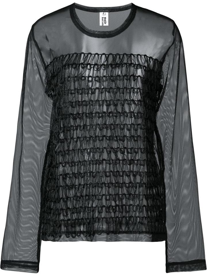 Comme Des Garçons Noir Kei Ninomiya Sheer Panel Top, Women's, Size: Small, Black, Nylon/polyester