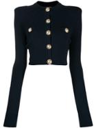 Balmain Diamond Check Cropped Jacket - Blue