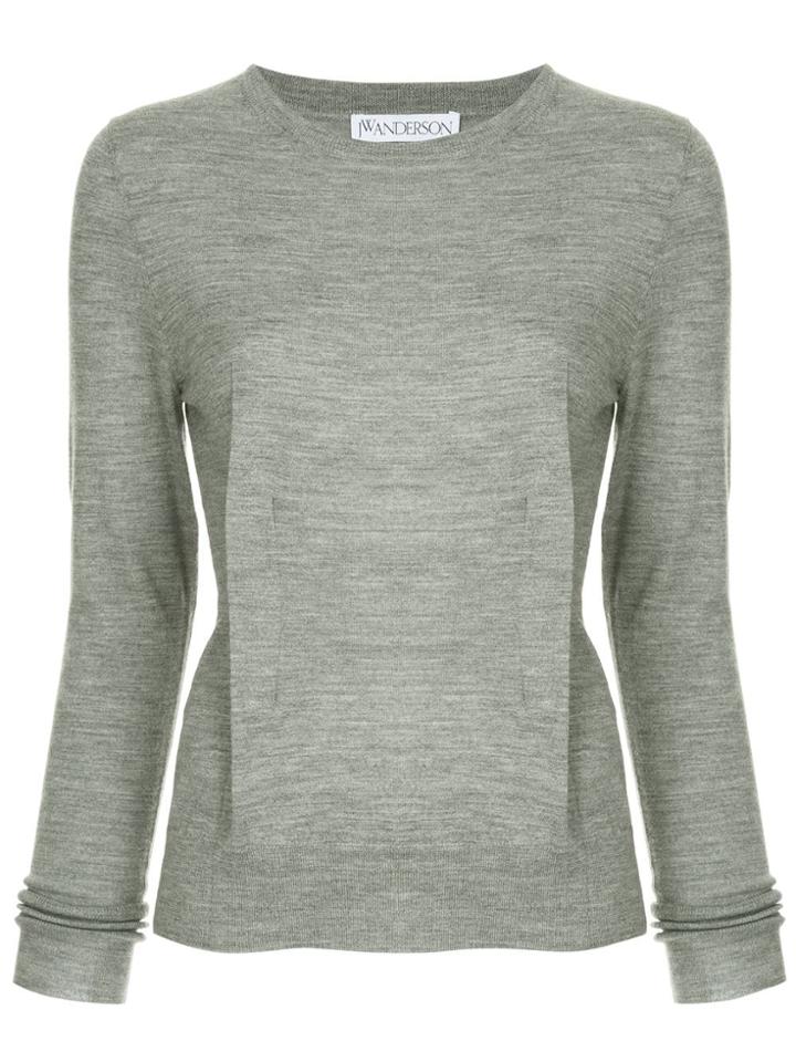 Jw Anderson Crew Neck Sweater With Dart Detailing - Grey