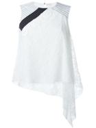 Peter Pilotto 'ozone' Embroidered Lace Asymmetric Blouse, Women's, Size: 10, White, Polyamide/polyurethane/shell/silk