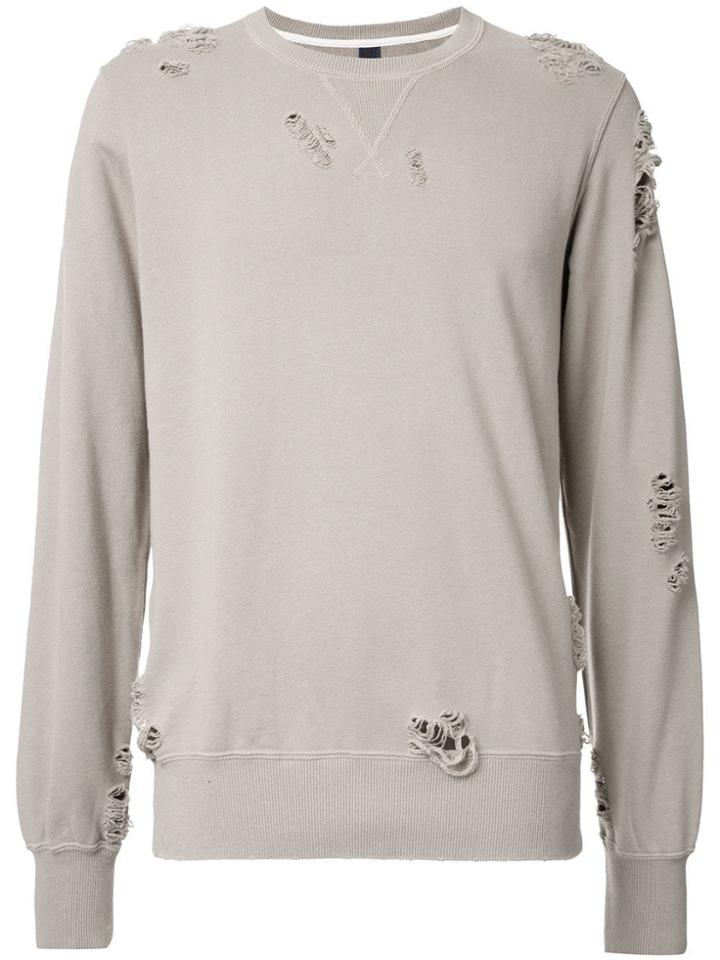 Maison Mihara Yasuhiro Distressed Crew Neck Sweatshirt - Brown