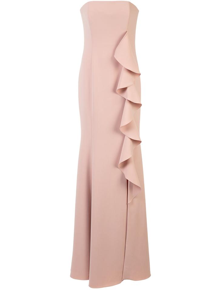 Jay Godfrey Long Ruffle Detail Dress, Women's, Size: 6, Pink/purple, Polyester/polyurethane