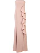 Jay Godfrey Long Ruffle Detail Dress, Women's, Size: 6, Pink/purple, Polyester/polyurethane