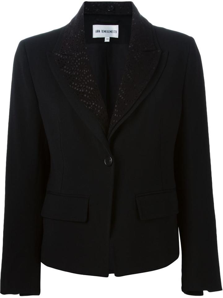 Ann Demeulemeester Blanche Jacquard Lapel Blazer, Women's, Size: 40, Black, Cotton/rayon/wool
