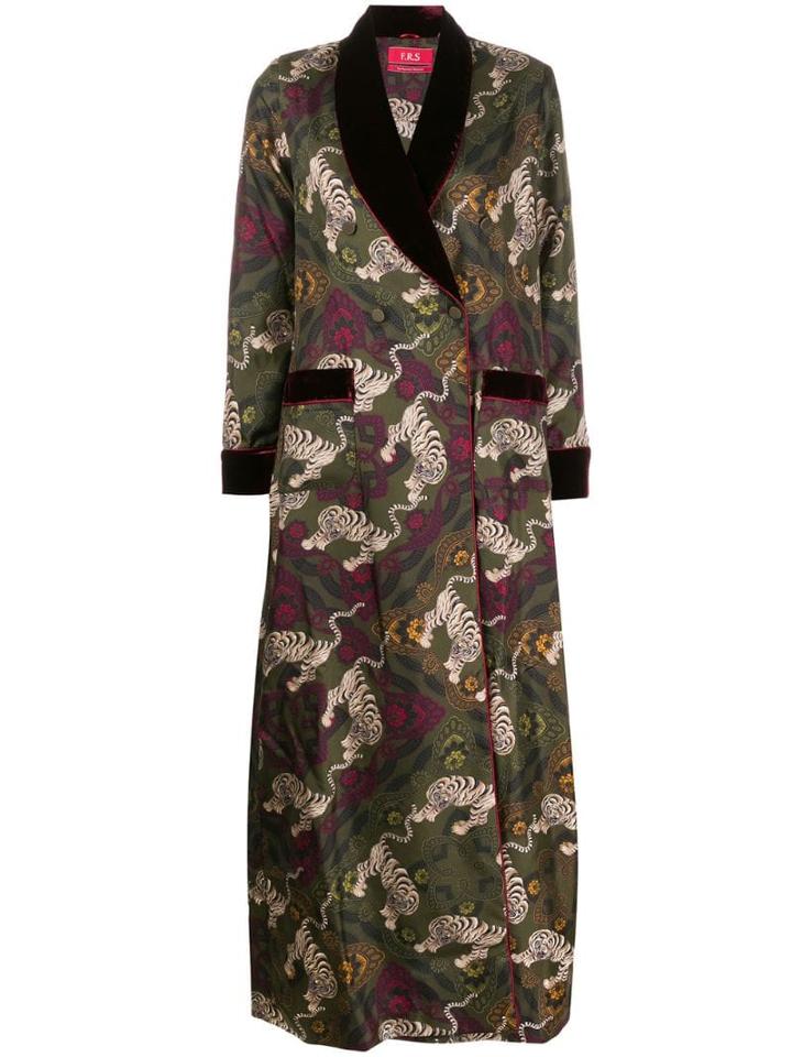 F.r.s For Restless Sleepers Printed Silk Coat - Green