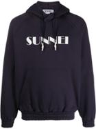Sunnei Relaxed-fit Logo Print Hoodie - Blue