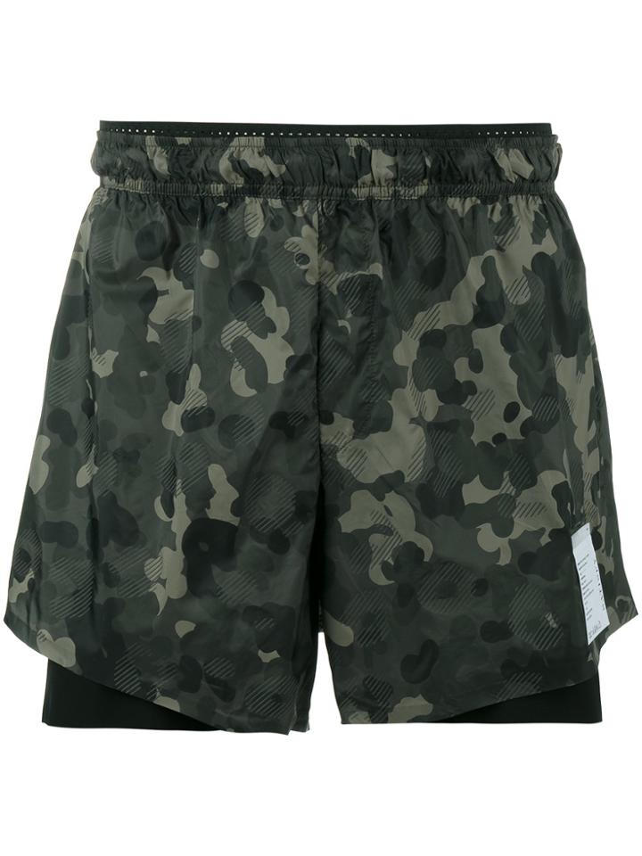 Satisfy Distance Camouflage Running Shorts - Green