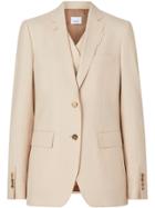 Burberry Waistcoat Detail Mohair Silk Blend Blazer - Neutrals