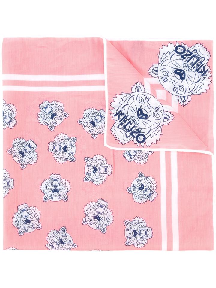 Kenzo Tiger Print Neck Scarf, Women's, Pink/purple, Silk/cotton
