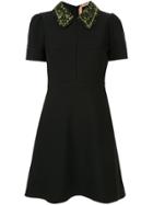 No21 Embroidered Collar Dress - Black