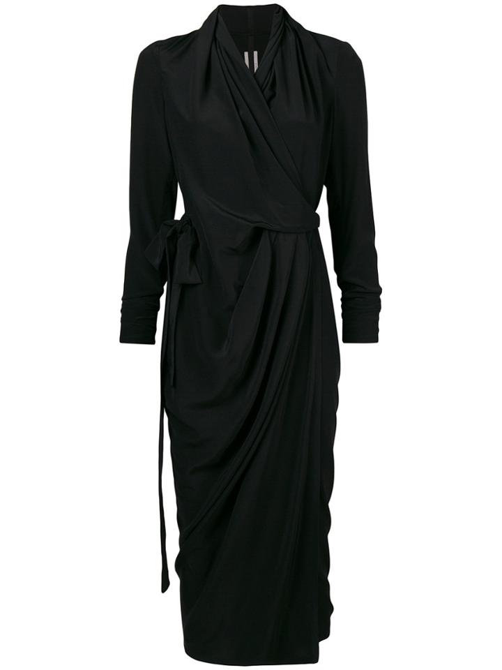 Rick Owens Wrap Midi Dress - Black