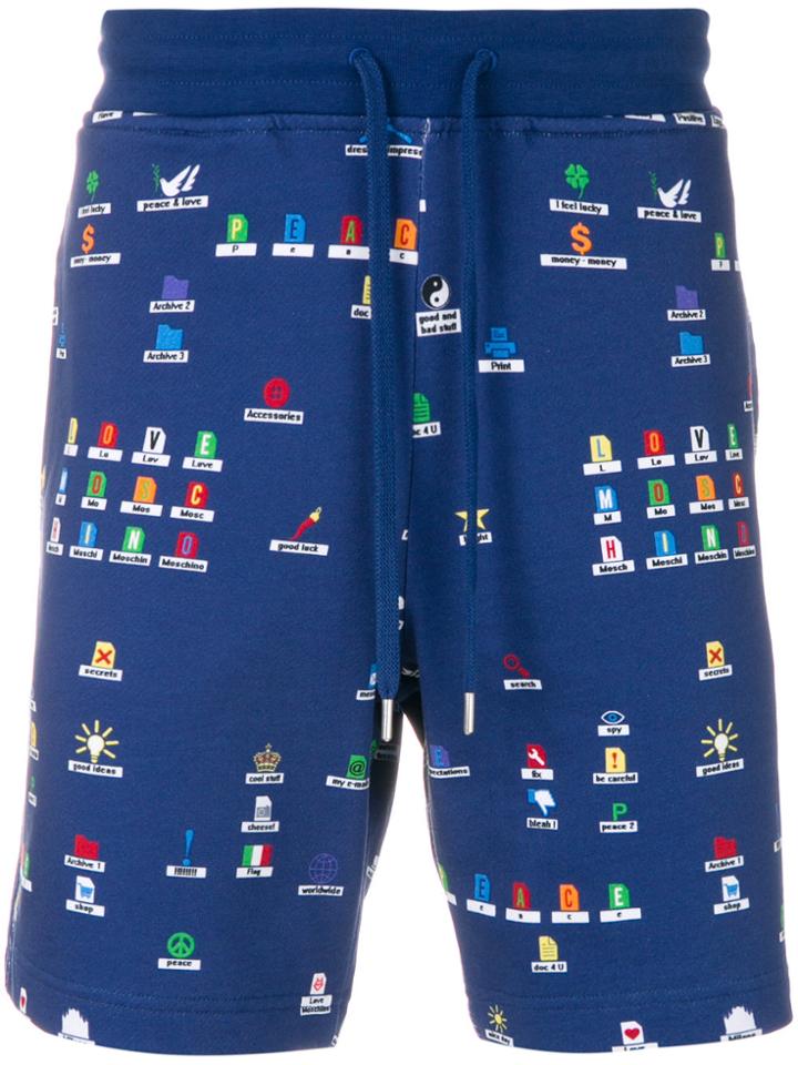 Love Moschino Desktop Print Shorts - Blue