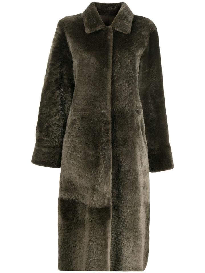 Liska Oversized Fur Coat - Green