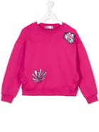 Msgm Kids Embroidered Sweatshirt, Girl's, Size: 8 Yrs, Pink/purple