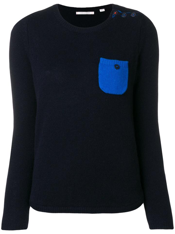 Chinti & Parker Contrast Pocket Sweater - Blue