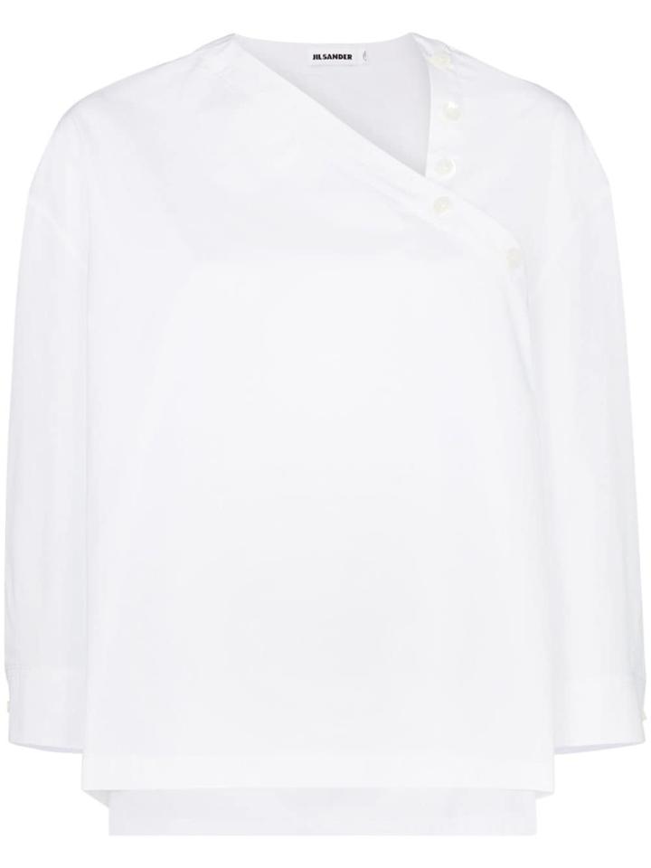 Jil Sander Asymmetric Neckline Cotton Shirt - White