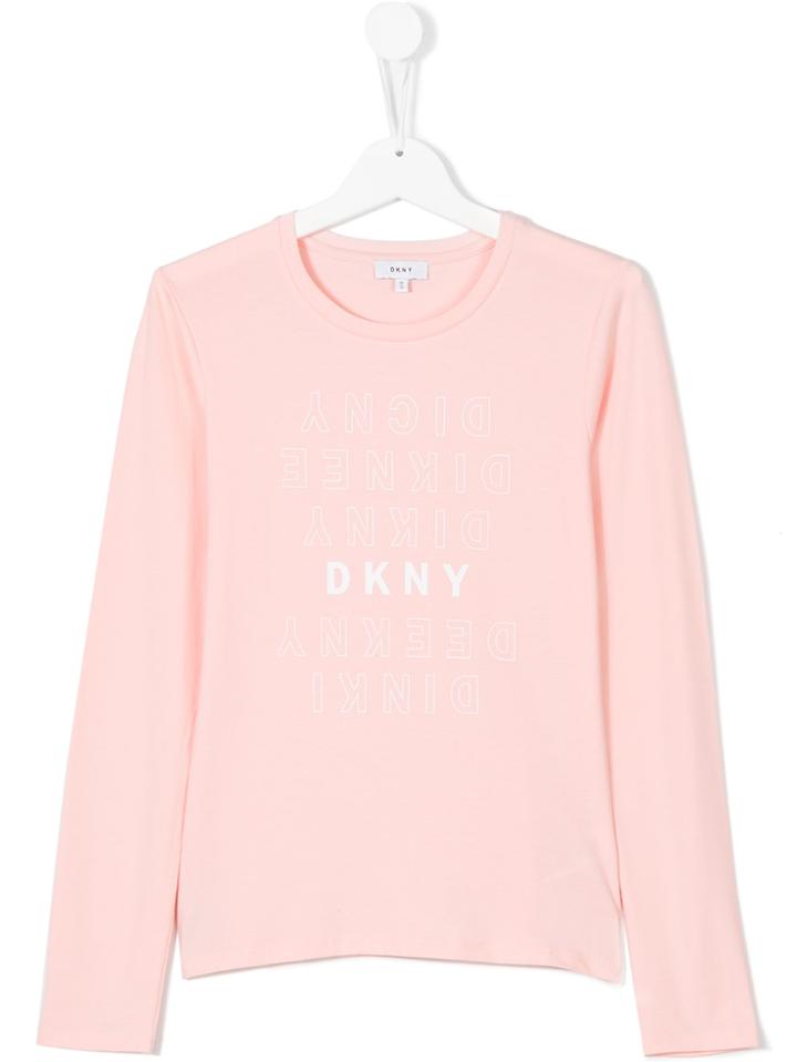 Dkny Kids Logo Print Top - Pink & Purple