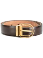 Salvatore Ferragamo Paint Splatter Effect Belt, Men's, Size: 105, Brown, Calf Leather