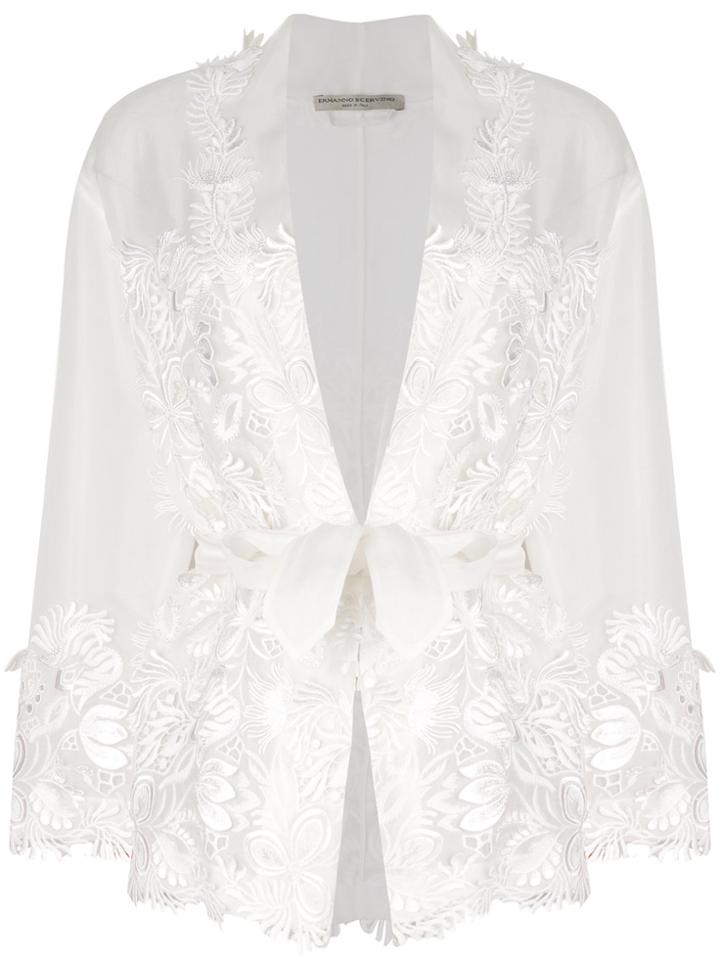 Ermanno Scervino Lace Applique Semi-sheer Jacket - White