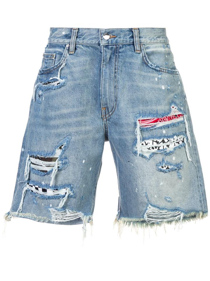 Amiri Distressed Denim Shorts - Blue
