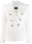 Balmain X Julian Fashion Double-breasted Tweed Blazer - White