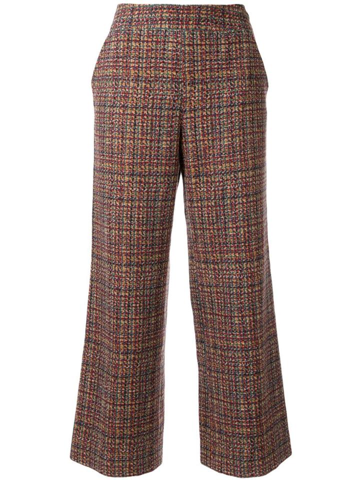 Chanel Pre-owned 1997 Plaid Wide-legged Trousers - Brown