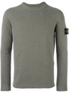 Stone Island Crew Neck Jumper, Men's, Size: Large, Green, Polyamide/wool
