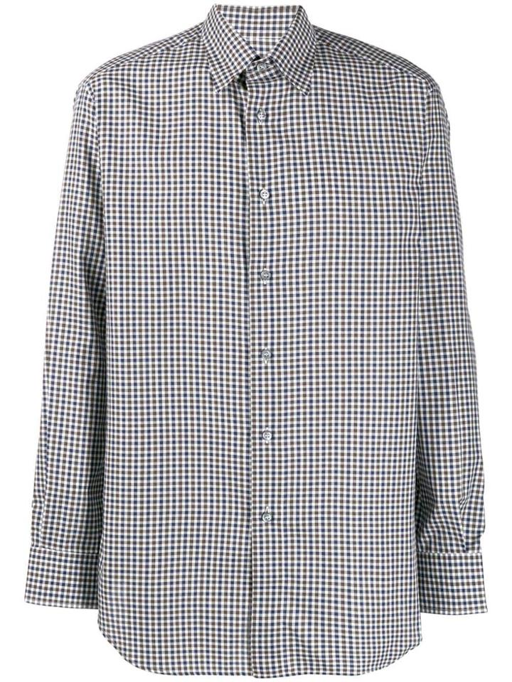 Brioni Ginham Print Shirt - Blue