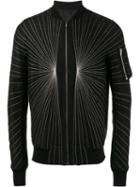 Rick Owens Embroidered Flight Bomber Jacket, Men's, Size: 46, Black, Cotton/viscose/linen/flax/cotton