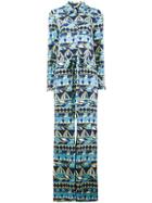 La Doublej Printed Sablè Satin Jumpsuit - Blue
