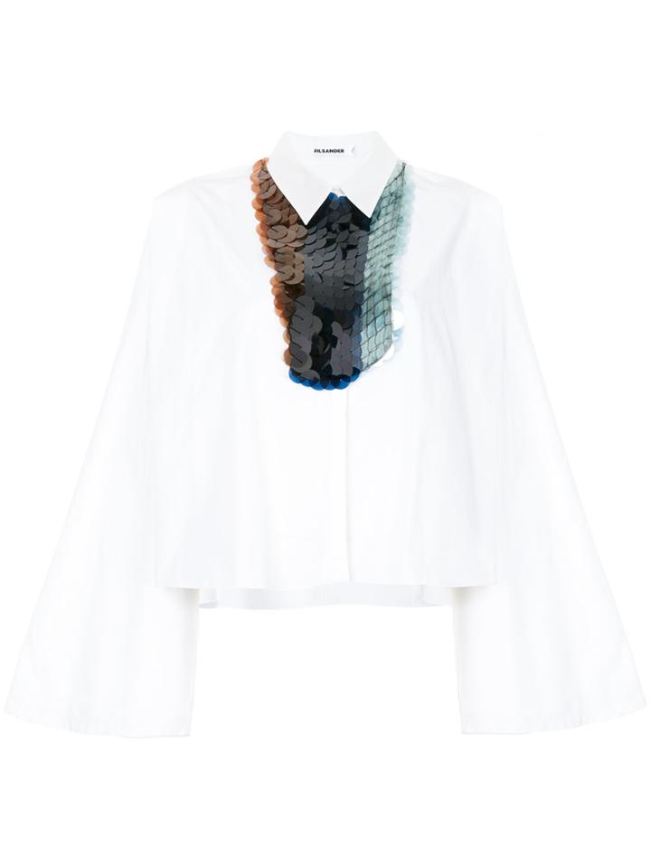 Jil Sander Sequinned Bib Boxy Shirt - White