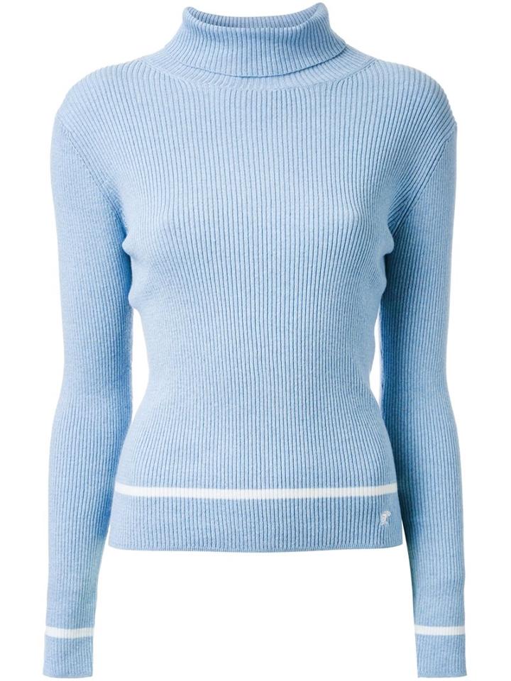 Loveless Ribbed Polo-neck Jumper, Women's, Size: 36, Blue, Cotton/cashmere