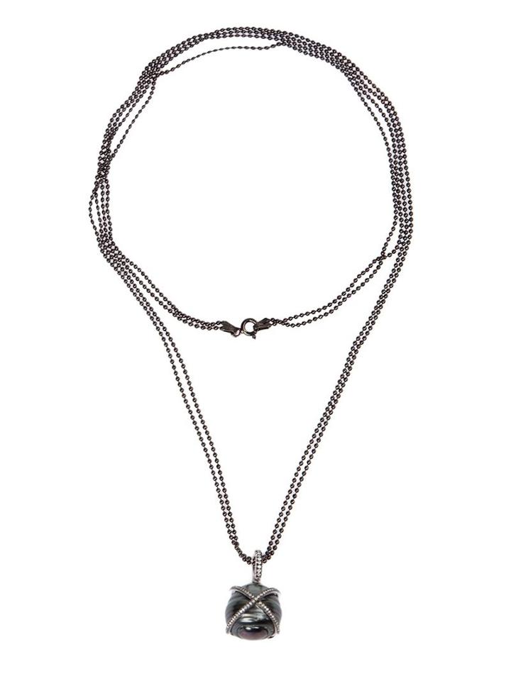 Samira13 Pearl And Diamond Pendant Necklace