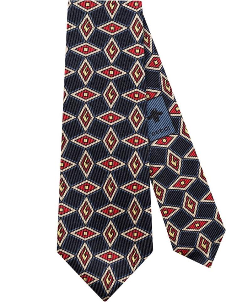 Gucci Geometric G Tie - Blue