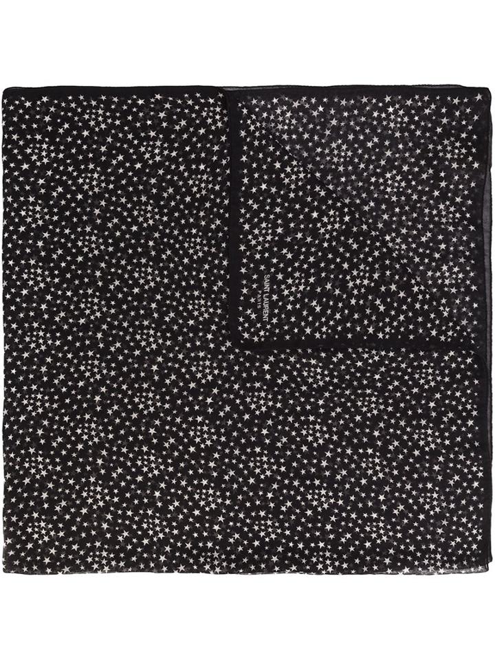 Saint Laurent Star Print Scarf, Women's, Black, Silk/cashmere