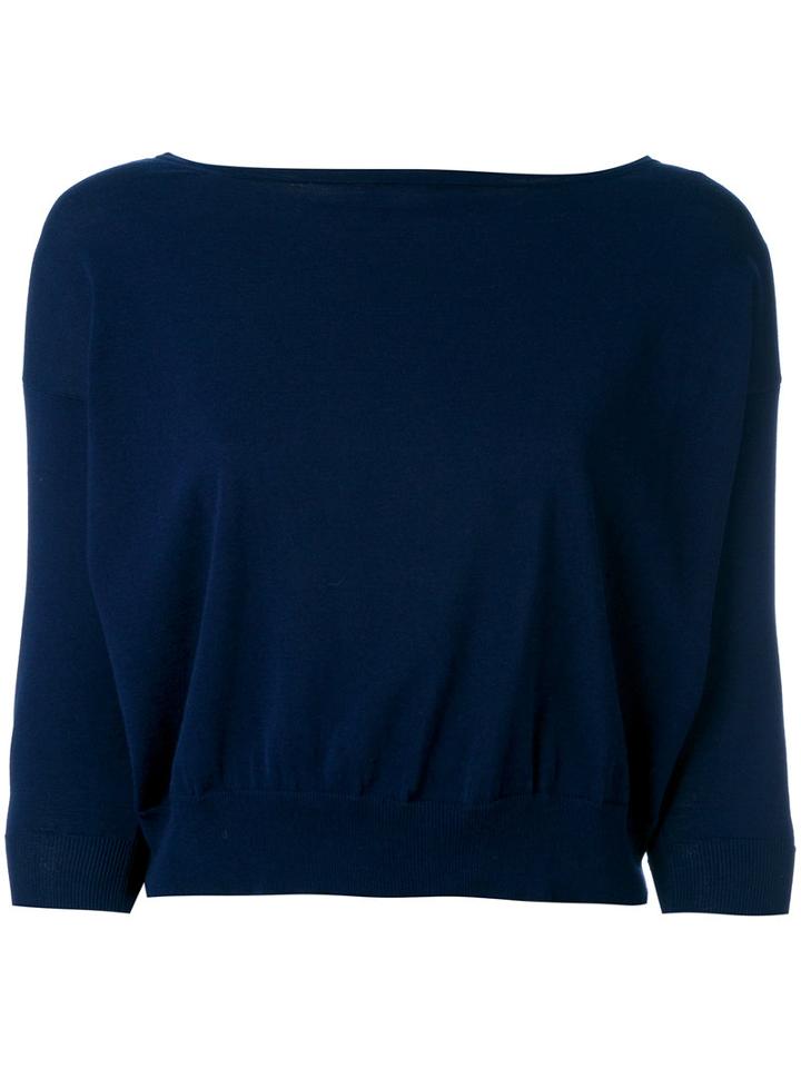 Roberto Collina - Cropped Cardigan - Women - Cotton - L, Blue, Cotton