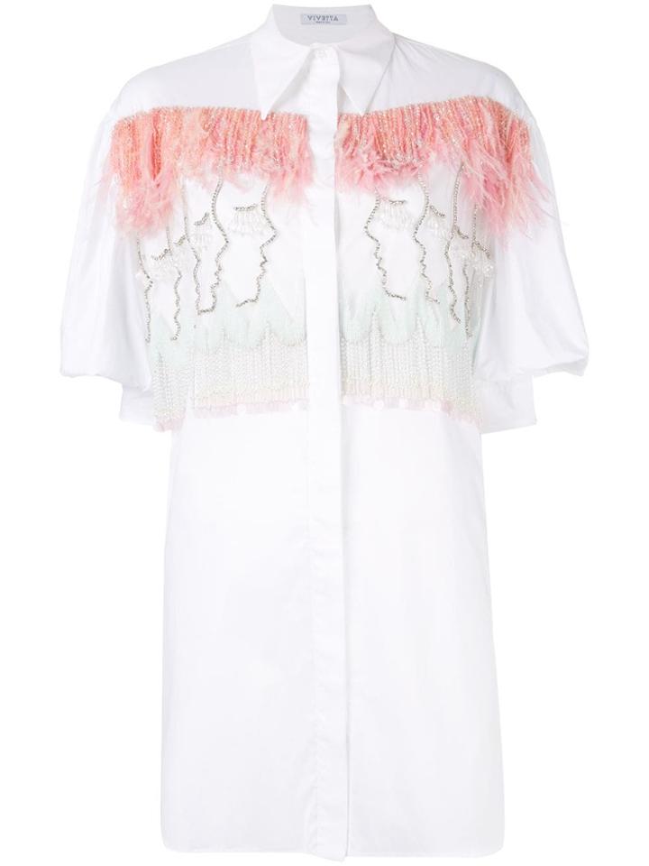 Vivetta Bead And Feather-embellished Shirt - White