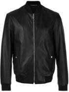 Versace Collection - Zipped Bomber Jacket - Men - Cotton/lamb Skin/polyamide/spandex/elastane - 50, Black, Cotton/lamb Skin/polyamide/spandex/elastane