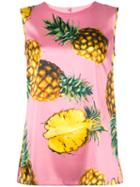 Dolce & Gabbana Pineapple Print Top, Women's, Size: 44, Pink/purple, Silk/spandex/elastane