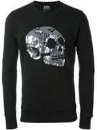 Markus Lupfer Sequin Skull Sweatshirt, Men's, Size: Large, Black, Cotton