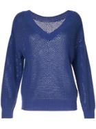 Nina Ricci Knitted Mesh Jumper - Blue