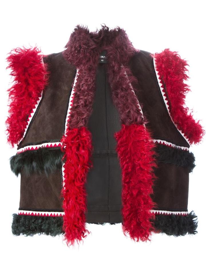 Dsquared2 Cropped Jacket, Women's, Size: 44, Brown, Artificial Fur/calf Leather