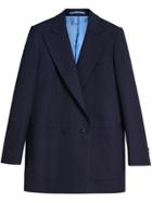 Burberry Pin Dot Wool Double-breasted Jacket - Blue