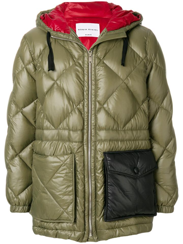 Sonia Rykiel Quilted Hooded Jacket - Green
