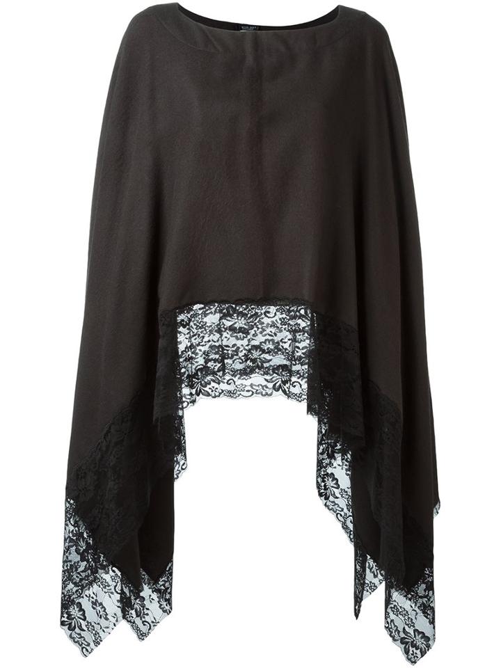 Twin-set Knitted Laced Poncho, Women's, Grey, Acrylic