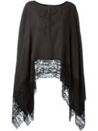 Twin-set Knitted Laced Poncho, Women's, Grey, Acrylic