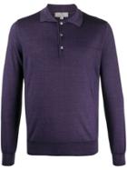 Canali Long Sleeved Polo Shirt - Purple